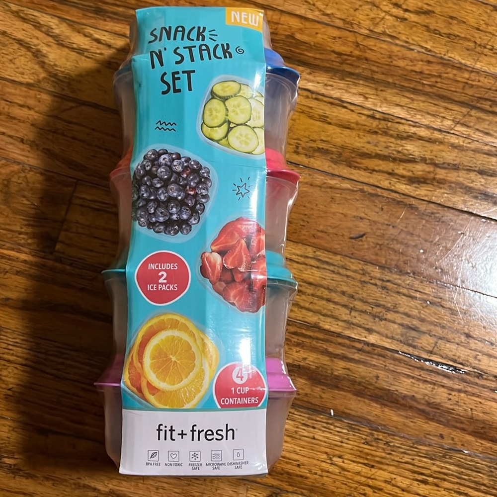 Fit & Fresh Snack N Stack Container Set with ice packs